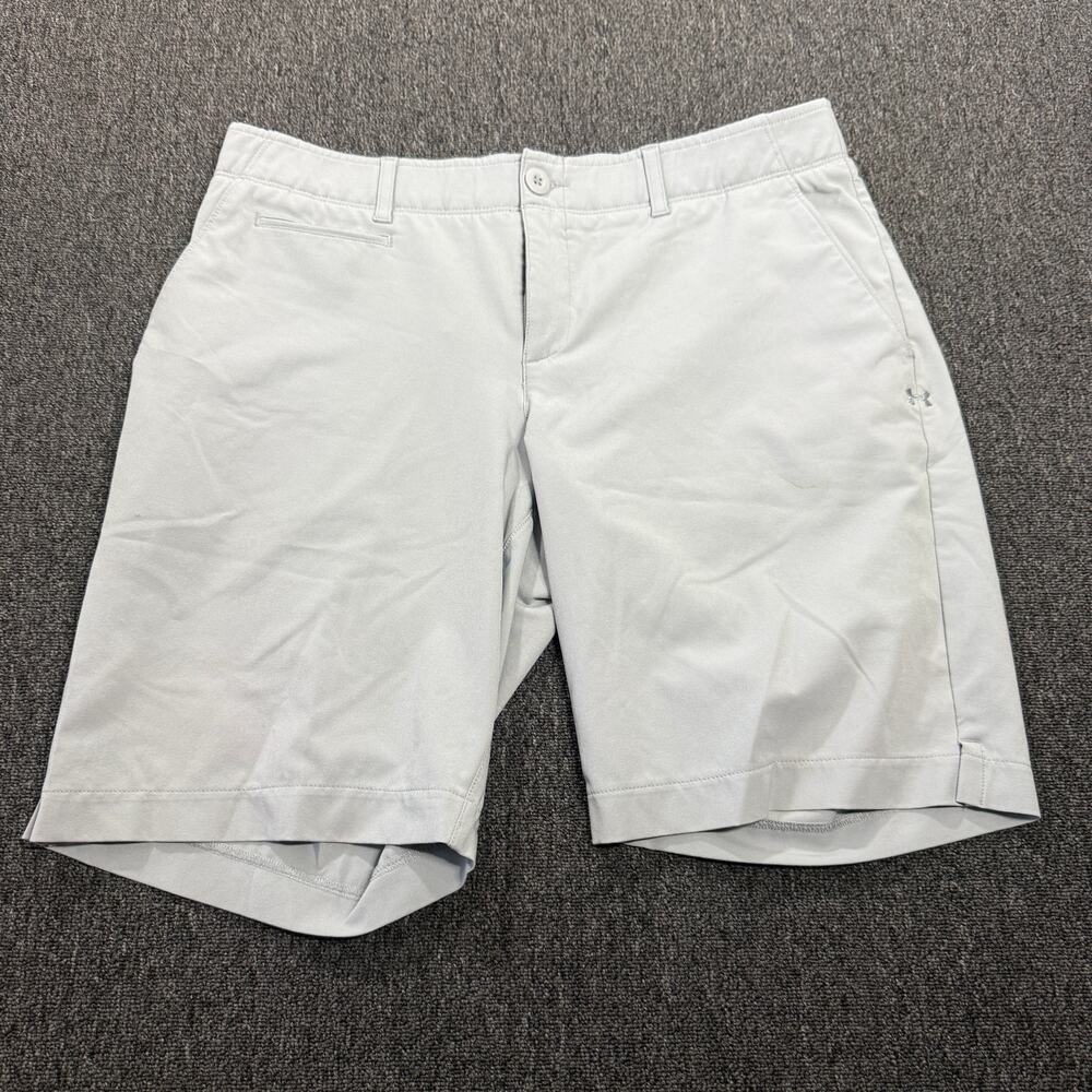 Vintage Y2k Under Armour Athletic Light Grey Fitted Golf Shorts Women's 12